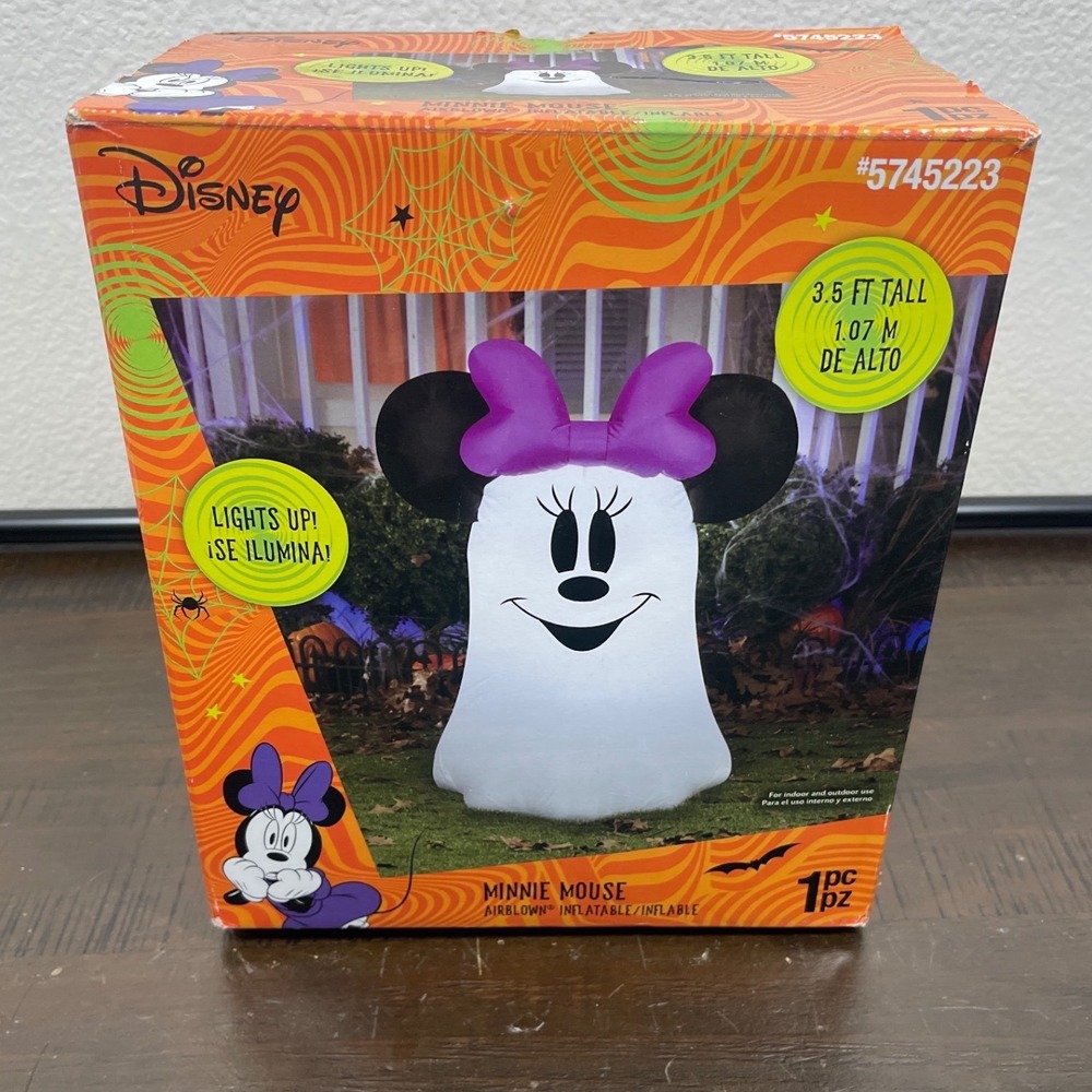 Disney Minnie Mouse Ghost Halloween Airblown Inflatable 3.5 FT Light Up Tested